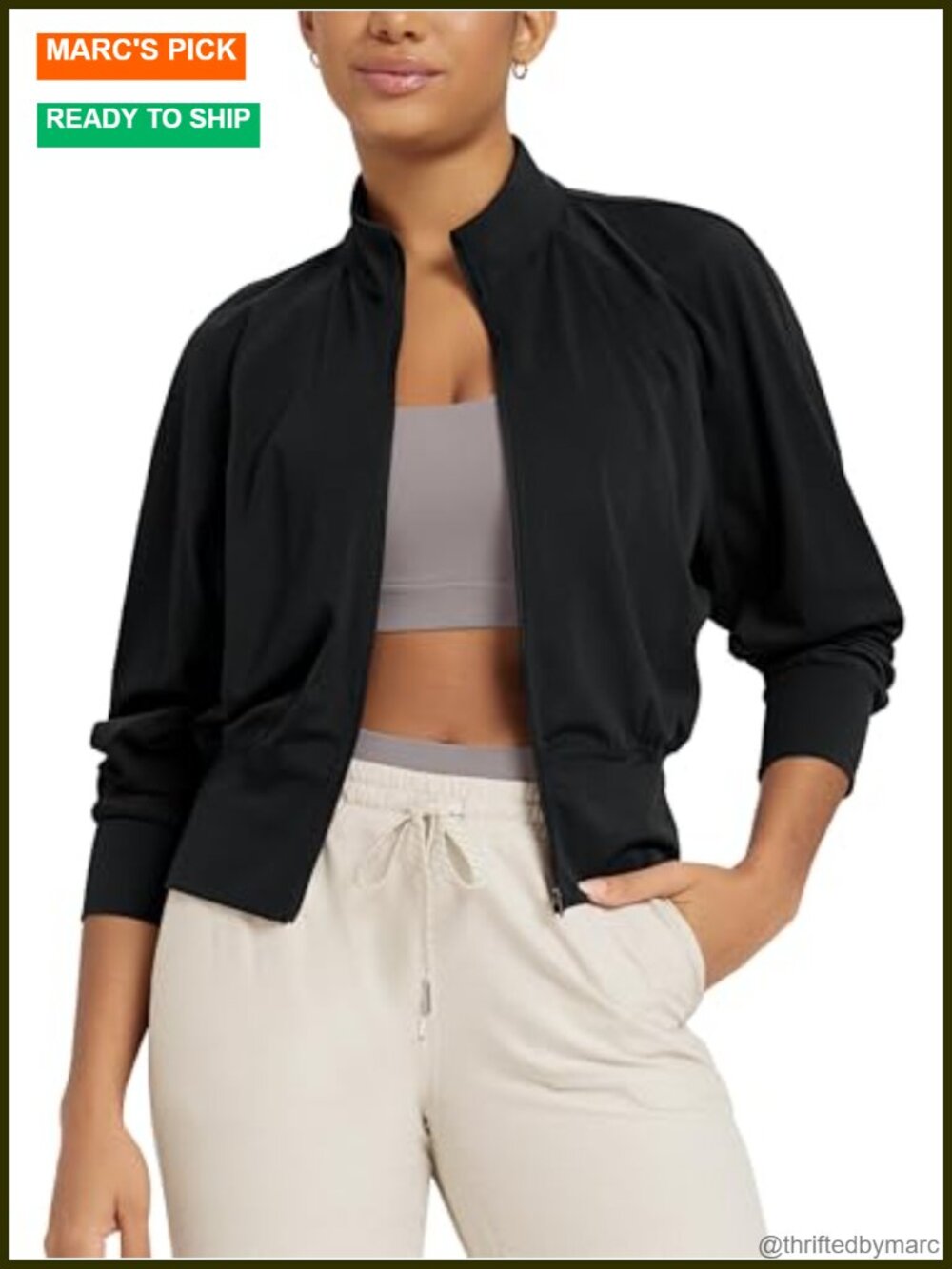 ODODOS Full Zip Workout Jacket Cloud Feeling Stand Collar Lightweight Athletic